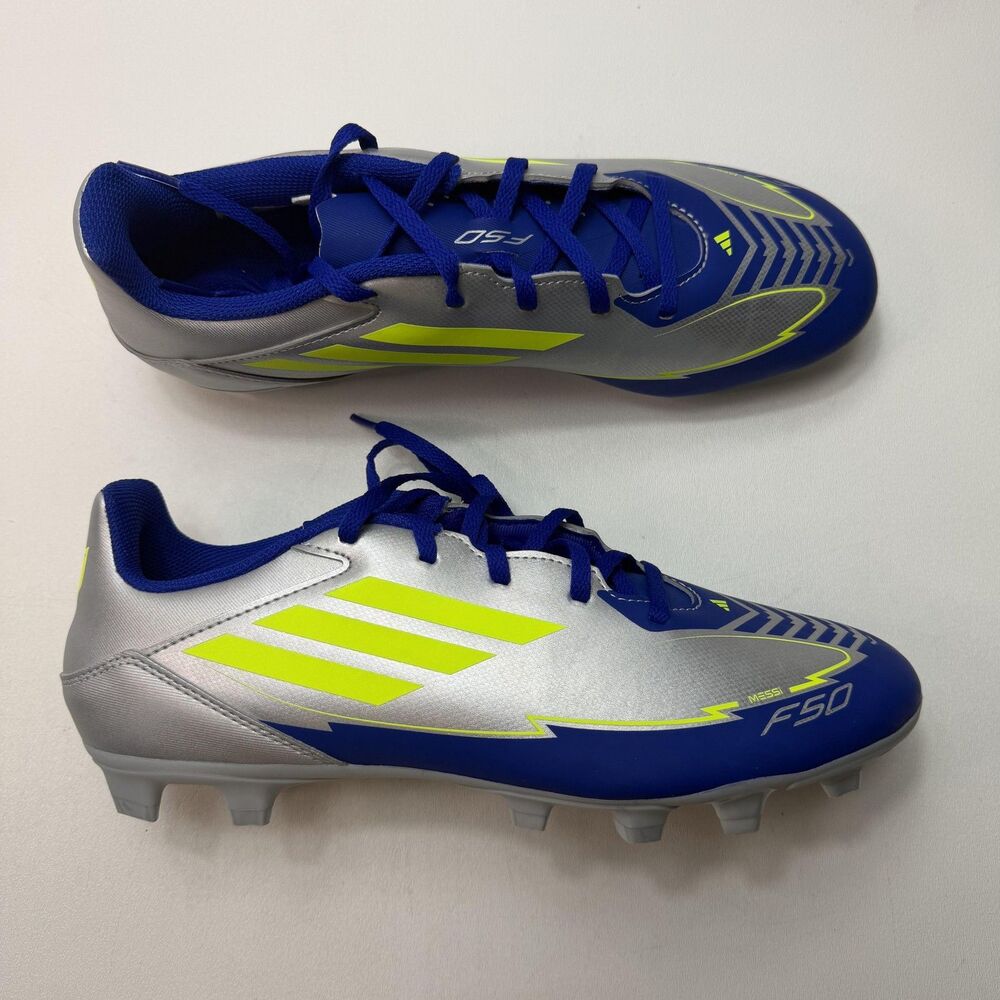Adidas F50 Messi Shoes Mens Size 9.5 Silver Blue Firm Ground Soccer Cleats New
